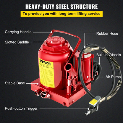 010762352058 - 50 Ton Air Hydraulic Bottle Jack for Heavy-Duty Lifting