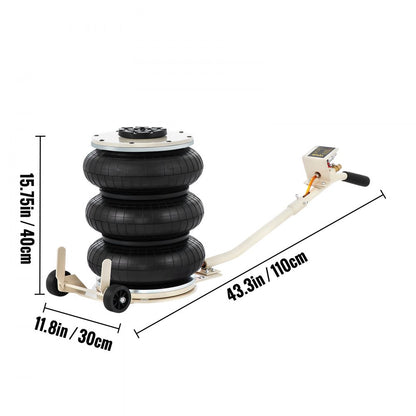 5T Pneumatic Jack - Compact 5 Ton Air Lift, 6.3"-15.75" Range