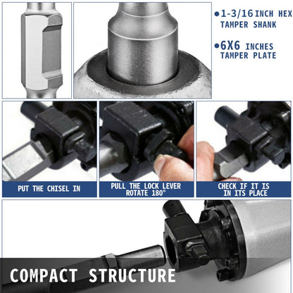 010934506477 - 1-3/16" Tamper Shank & 6x6" Compactor Plate Set