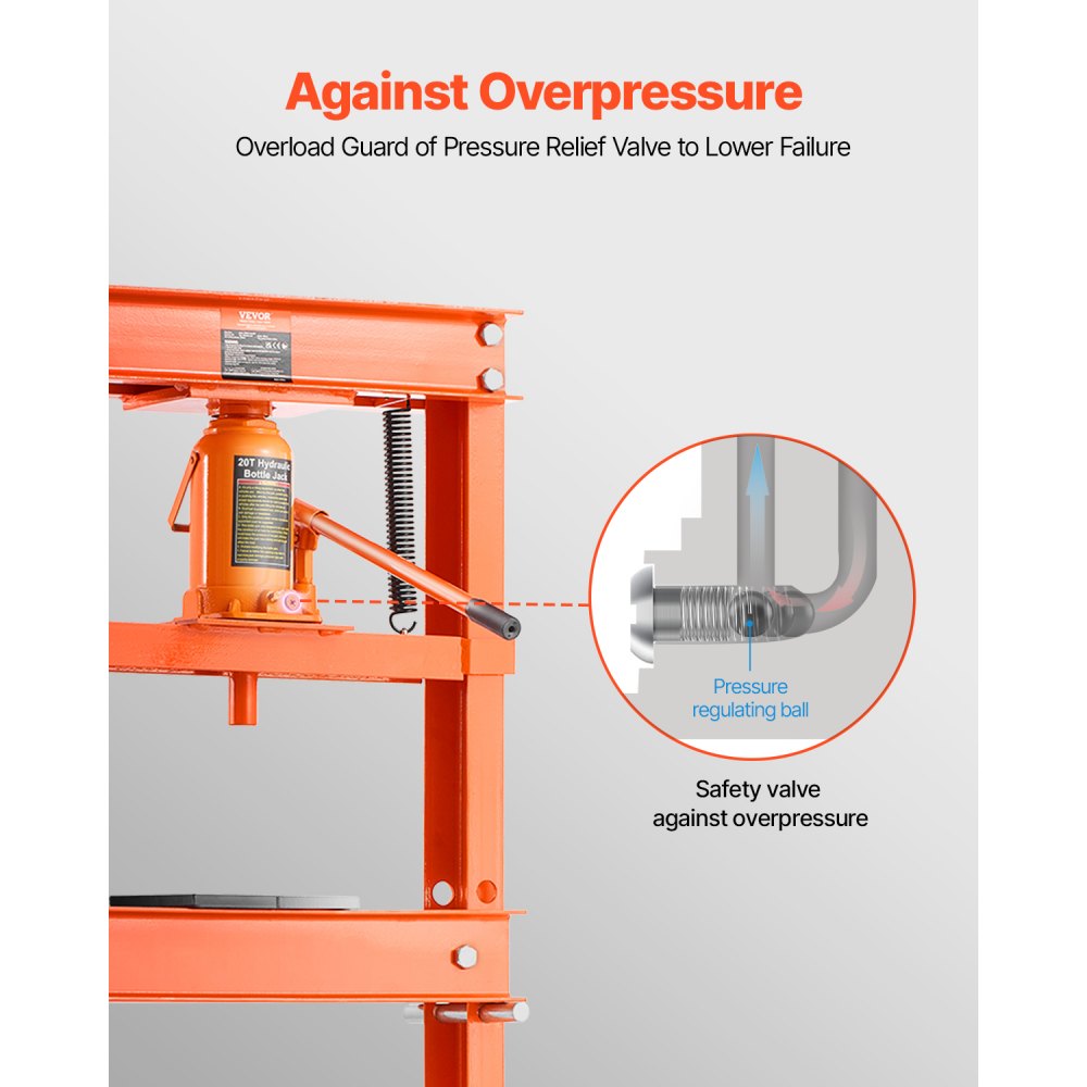 ZX0901 - Heavy-Duty 20T Steel Hydraulic Shop Press for Auto Repairs