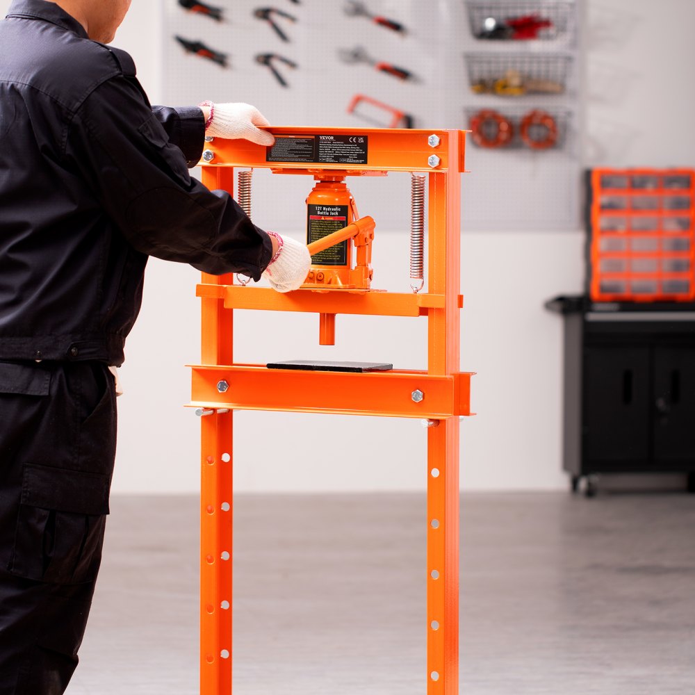 010502560040 - 12 Ton H-Frame Hydraulic Shop Press, Adjustable 1.6" to 27.8"