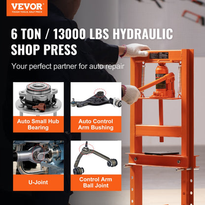 010739784408 - Compact 6 Ton Hydraulic Press for Efficient Workshop Use