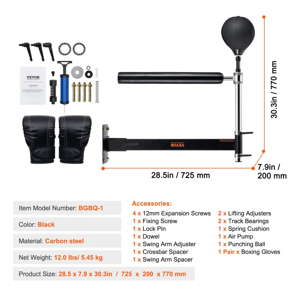 BGBQ-1 - Wall-Mounted Boxing Spinning Bar for Speed & Accuracy Training