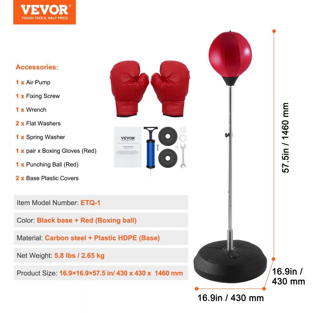 ETQ-1 - Adjustable VEVOR Punching Bag for Kids and Adults Training