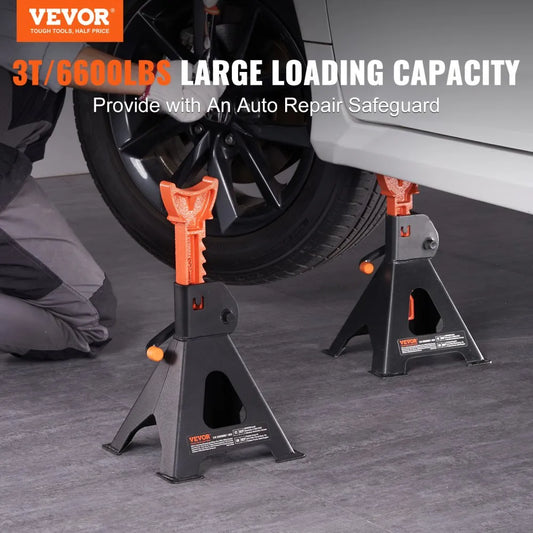 010702522948 - Heavy-Duty 3-Ton Steel Jack Stands with Double Locking System