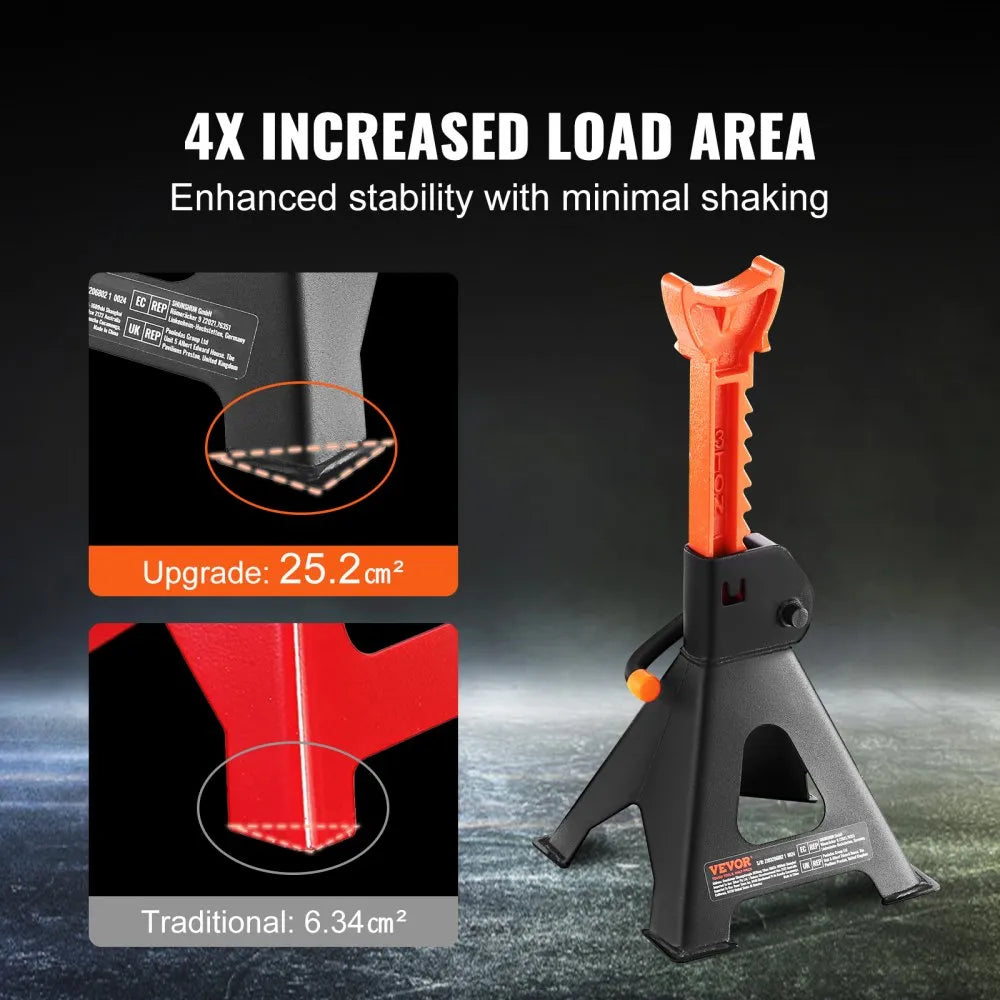 010702522948 - Heavy-Duty 3-Ton Steel Jack Stands with Double Locking System