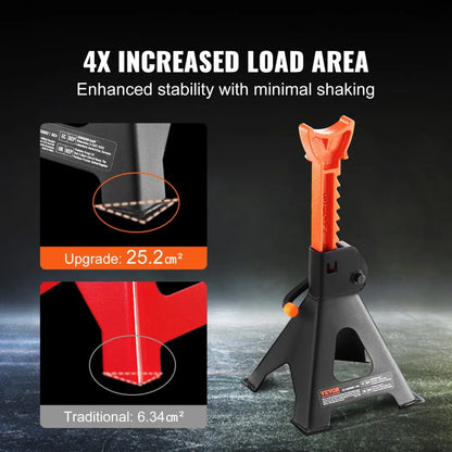 010702522948 - Heavy-Duty 3-Ton Steel Jack Stands with Double Locking System