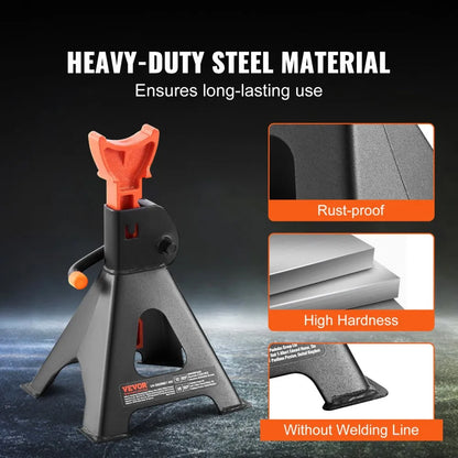 010702522948 - Heavy-Duty 3-Ton Steel Jack Stands with Double Locking System