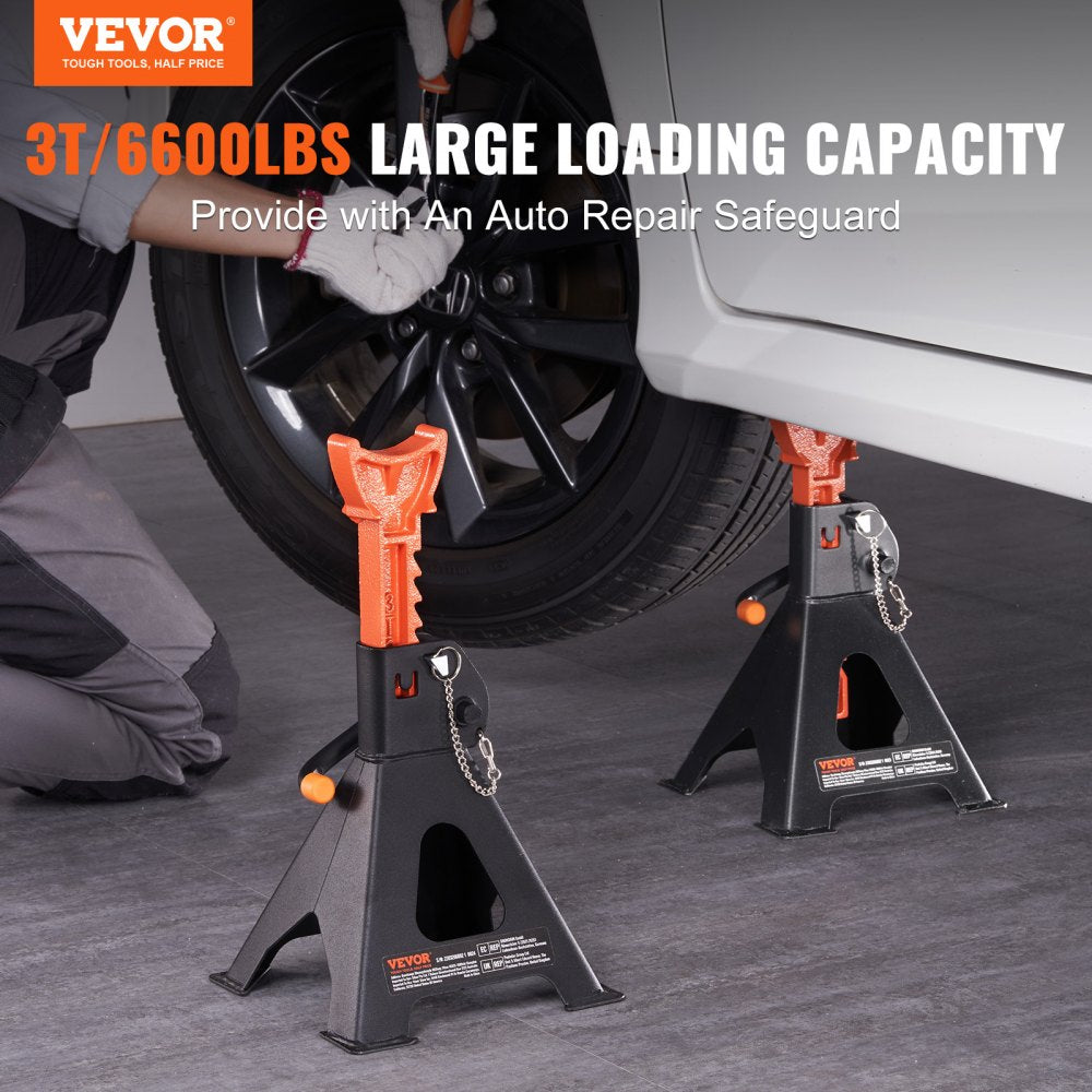 010678535940 - 3-Ton Adjustable Steel Jack Stands with Double Locking System