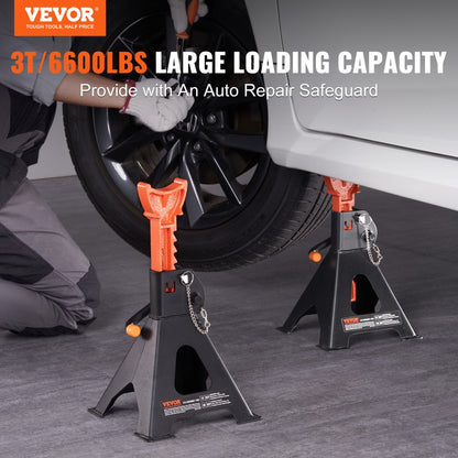 010678535940 - 3-Ton Adjustable Steel Jack Stands with Double Locking System