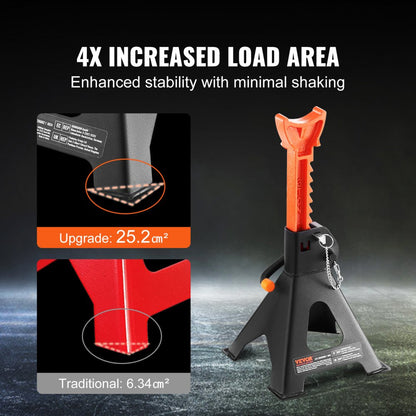 010678535940 - 3-Ton Adjustable Steel Jack Stands with Double Locking System