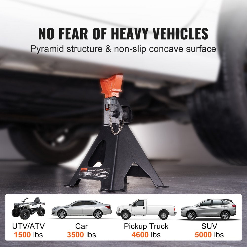 010678535940 - 3-Ton Adjustable Steel Jack Stands with Double Locking System