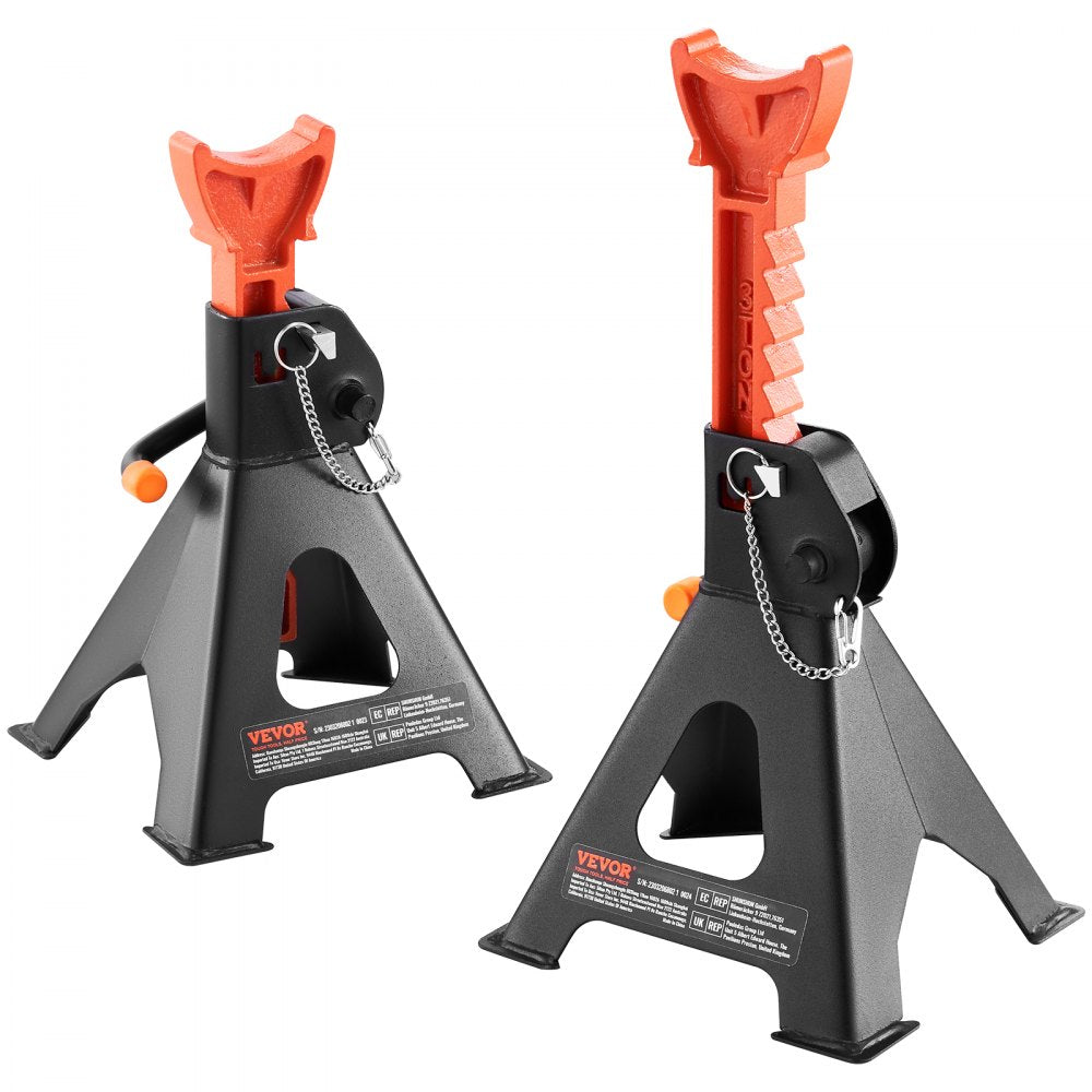 010678535940 - 3-Ton Adjustable Steel Jack Stands with Double Locking System