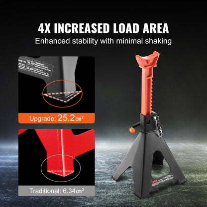 010634010839 - 6 Ton Heavy-Duty Jack Stands with Double Locking 14.2"-23" Range