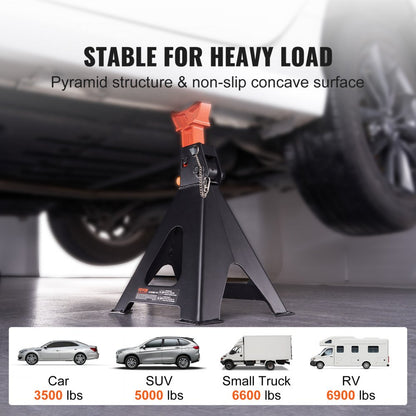010634010839 - 6 Ton Heavy-Duty Jack Stands with Double Locking 14.2"-23" Range