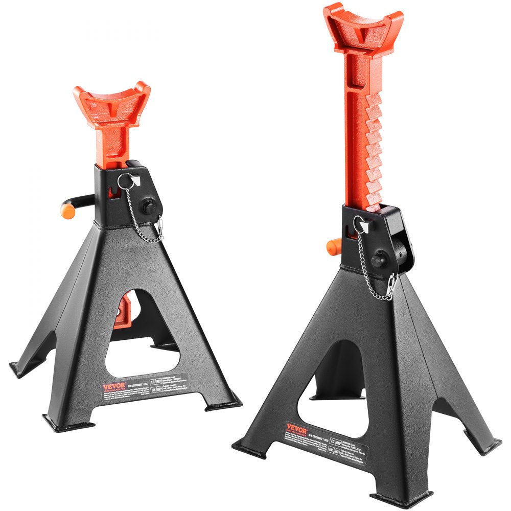 010634010839 - 6 Ton Heavy-Duty Jack Stands with Double Locking 14.2"-23" Range