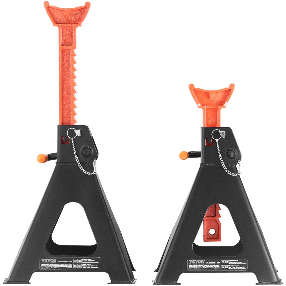 010634010839 - 6 Ton Heavy-Duty Jack Stands with Double Locking 14.2"-23" Range