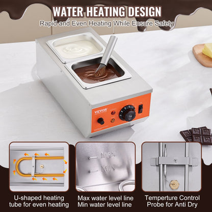 CS-2-US - Compact 9 lbs Stainless Steel Chocolate Melter with Temp Control