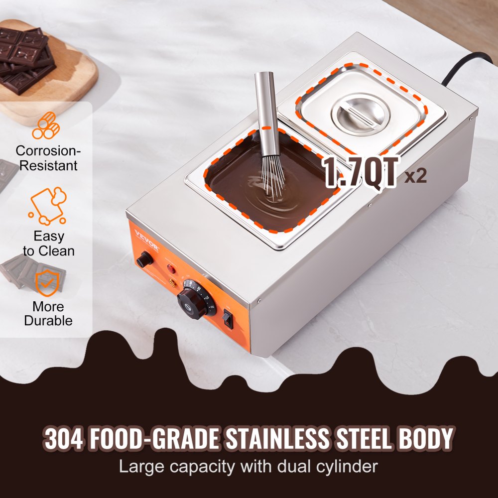 CS-2-US - Compact 9 lbs Stainless Steel Chocolate Melter with Temp Control
