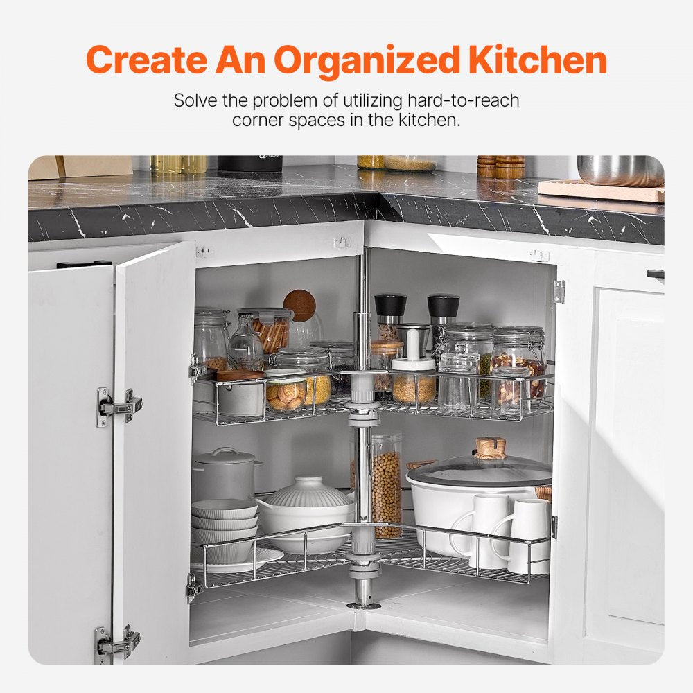 PD1030D - Adjustable Chrome Corner Organizer for Kitchen Clutter Management