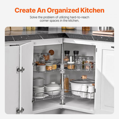 PD1030D - Adjustable Chrome Corner Organizer for Kitchen Clutter Management