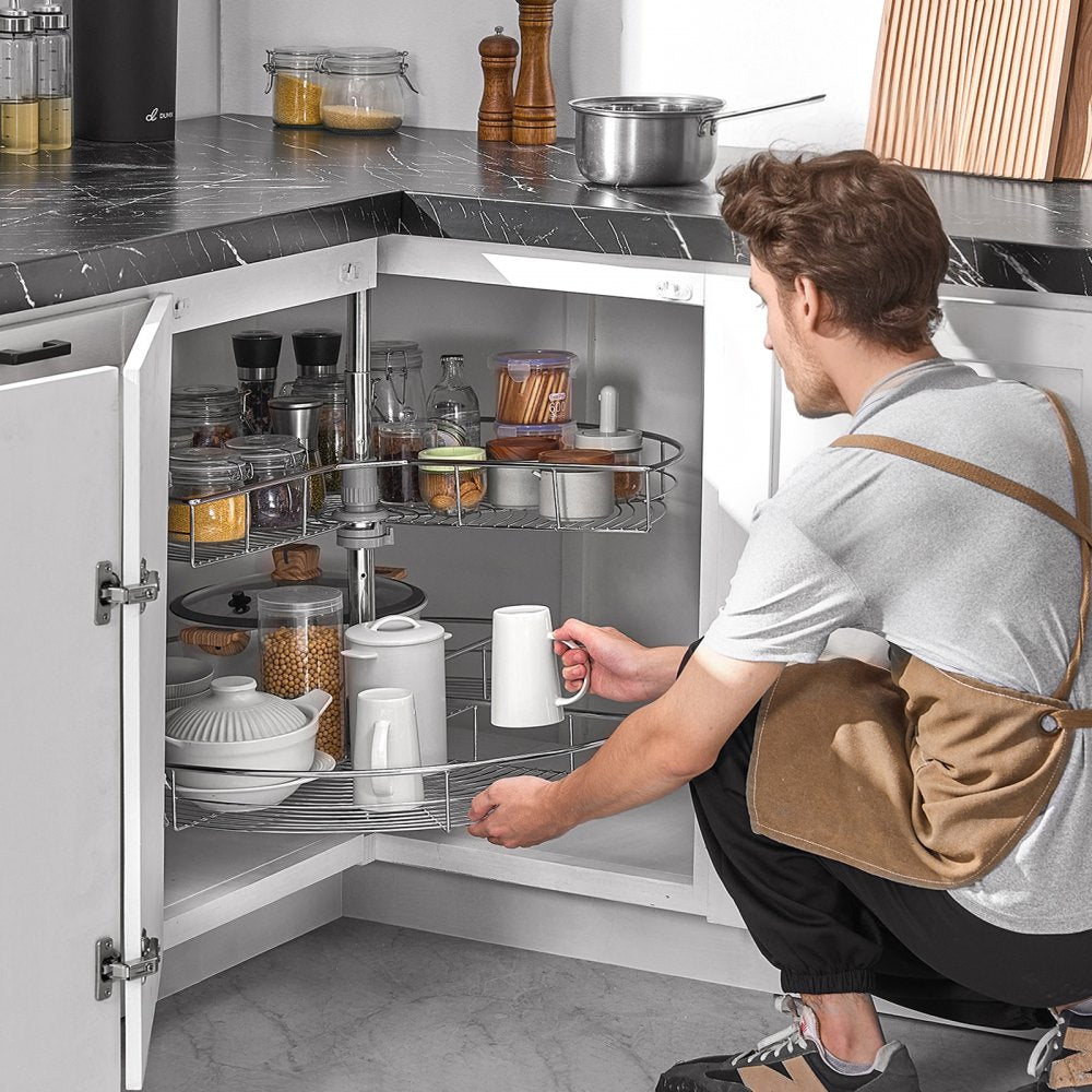 PD1030D - Adjustable Chrome Corner Organizer for Kitchen Clutter Management