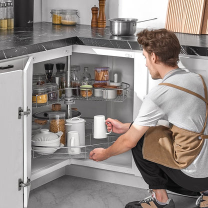 PD1030D - Adjustable Chrome Corner Organizer for Kitchen Clutter Management