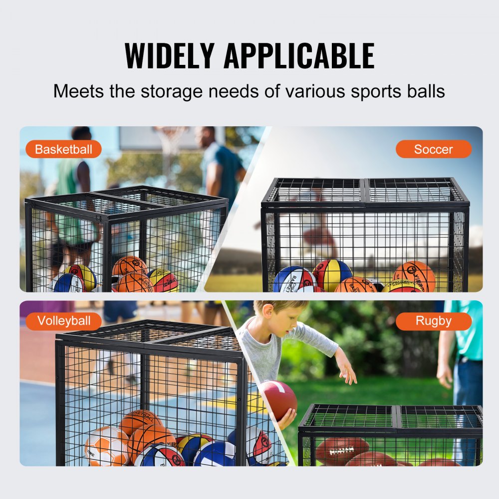 RF-RY-025 - Durable Rolling Sports Ball Storage Cart for Gym or Home