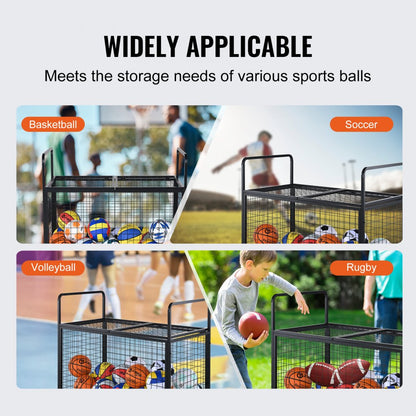 RF-RY-026 - Durable Carbon Steel Sports Ball Organizer with Lockable Doors