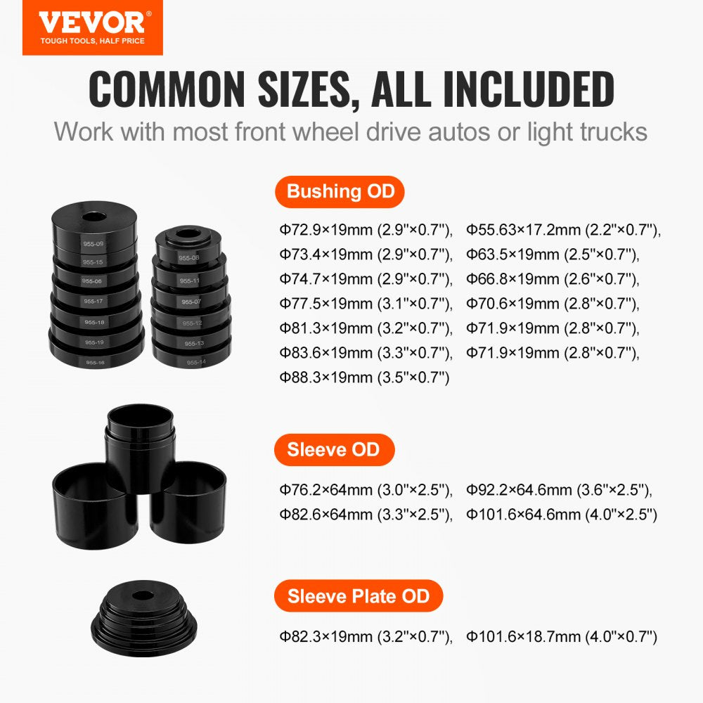 ZX-B005 - 23-Piece Wheel Bearing Press Kit for Easy Installation and Removal