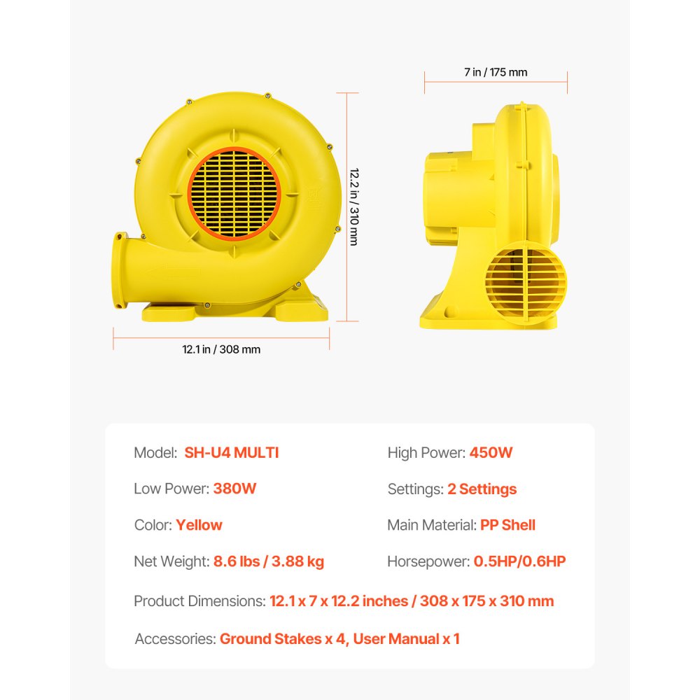 SH-U4 MULTI - Compact Inflatable Air Blower with Waterproof Design and 450W Power