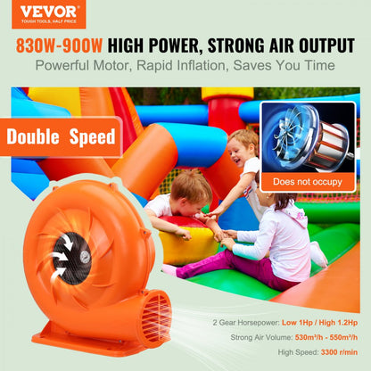DS-1.25L - VEVOR 950W Inflatable Blower for Quick Bounce House Setup