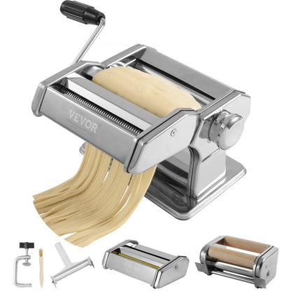 QZ-T - VEVOR Manual Pasta Maker, Stainless Steel, Adjustable Thickness for Spaghetti & Lasagna