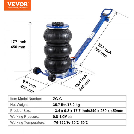 ZG-C - 6600 lbs Triple Bag Air Jack for Fast Lifting