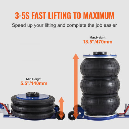 ZG-A - 5-Ton VEVOR Air Bag Jack, 5.5-18.5 inch Lift Range