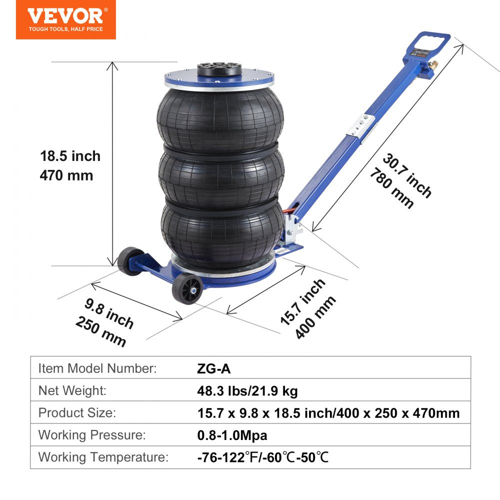 ZG-A - 5-Ton VEVOR Air Bag Jack, 5.5-18.5 inch Lift Range