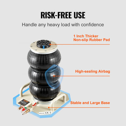 ZG-H - 3 Ton VEVOR Triple Bag Air Jack, Lifts 5.5" to 17.7"