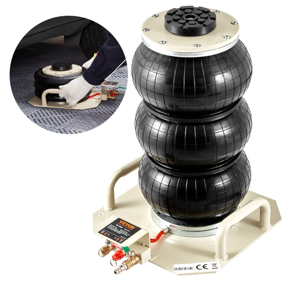 ZG-H - 3 Ton VEVOR Triple Bag Air Jack, Lifts 5.5" to 17.7"