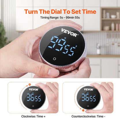 D13 - 3-Inch Magnetic Kitchen Timer with Large LED Display & Volume Control