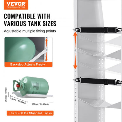 CTR330R350 - Heavy-Duty Steel Rack for 3 Refrigerant Tanks, Adjustable Shelves