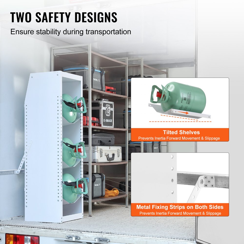 CTR330R350 - Heavy-Duty Steel Rack for 3 Refrigerant Tanks, Adjustable Shelves