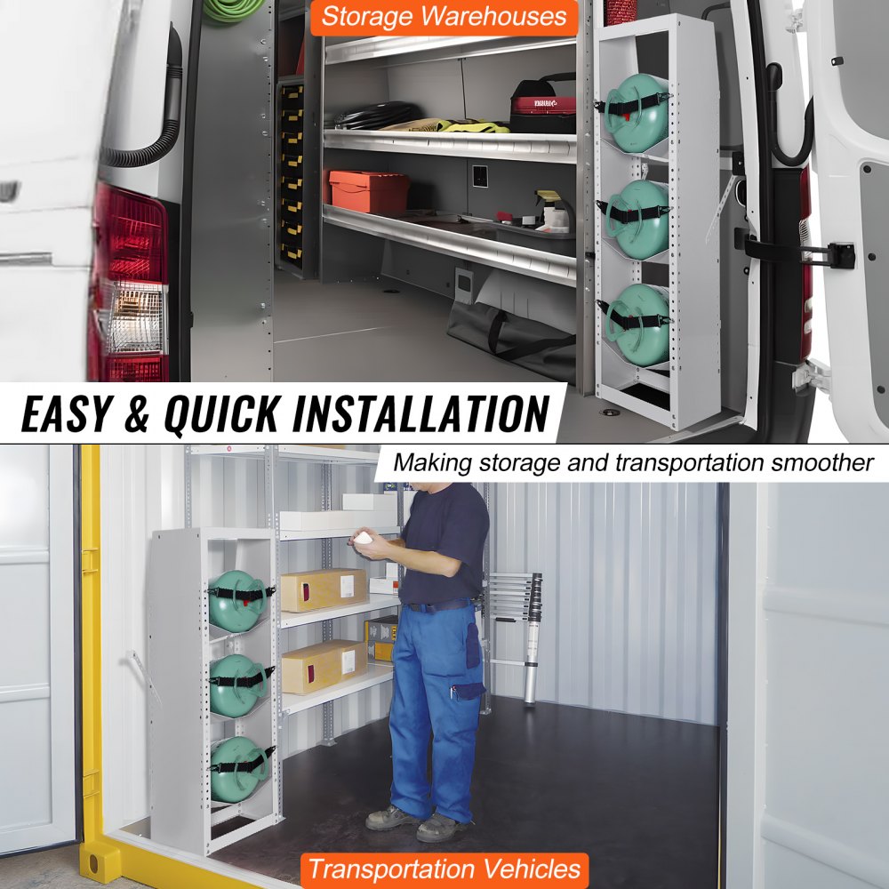 CTR330R350 - Heavy-Duty Steel Rack for 3 Refrigerant Tanks, Adjustable Shelves