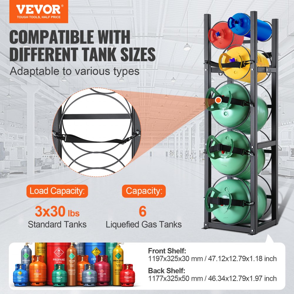 CTR330N - 3-Tier Carbon Steel Refrigerant Tank Rack, 325x330x1197 mm