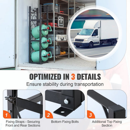CTR330N - 3-Tier Carbon Steel Refrigerant Tank Rack, 325x330x1197 mm