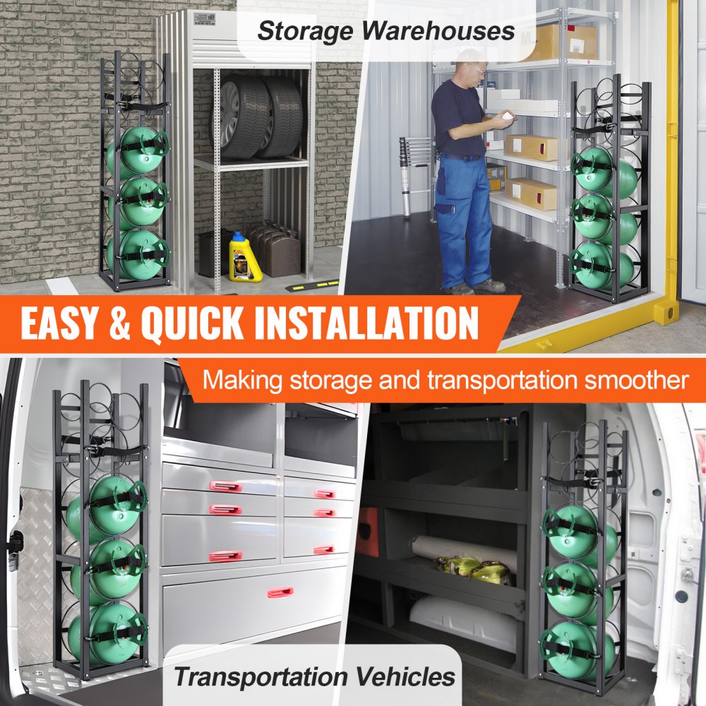 CTR330N - 3-Tier Carbon Steel Refrigerant Tank Rack, 325x330x1197 mm