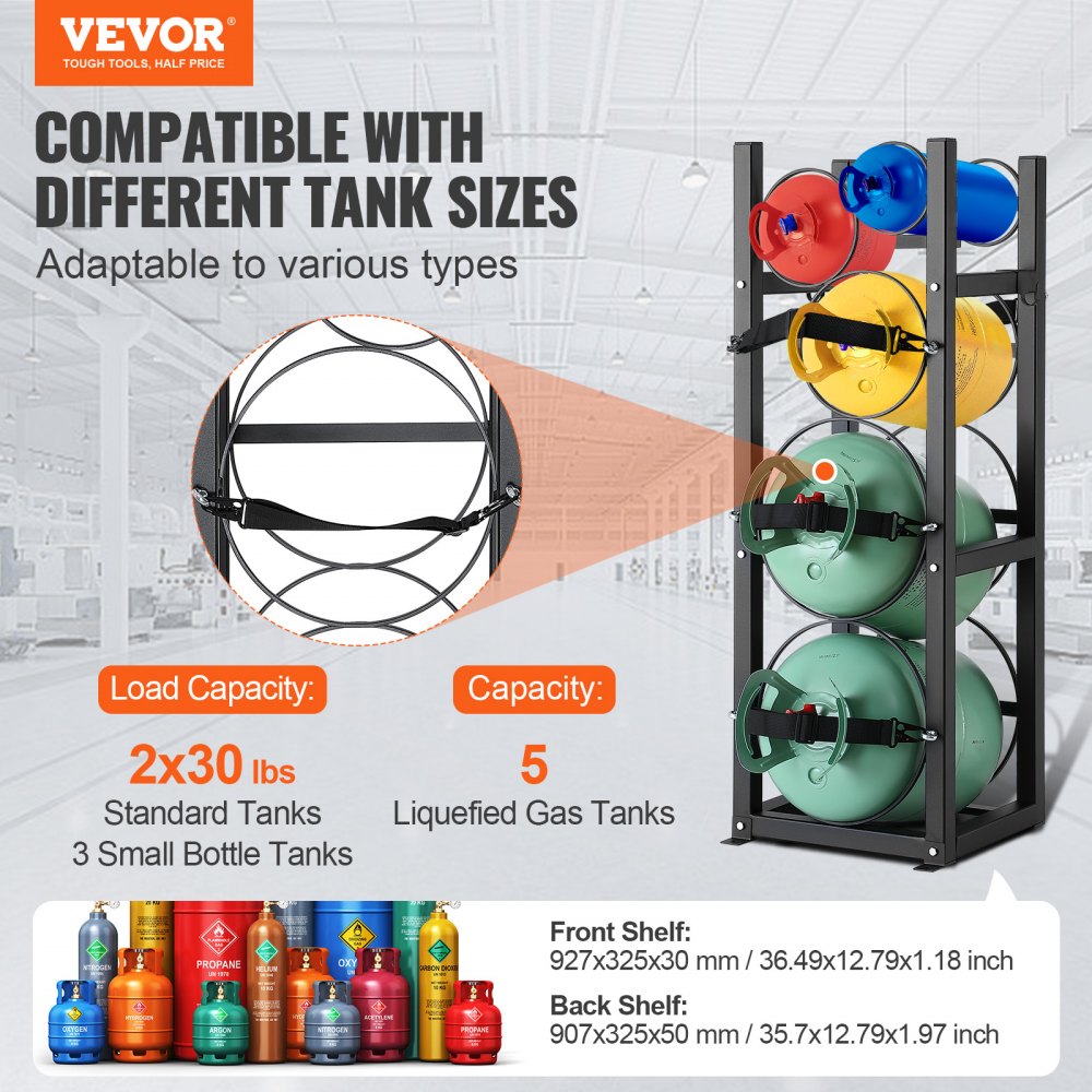CTR230N - Durable 3-Tier Carbon Steel Tank Rack, 325x330x928 mm