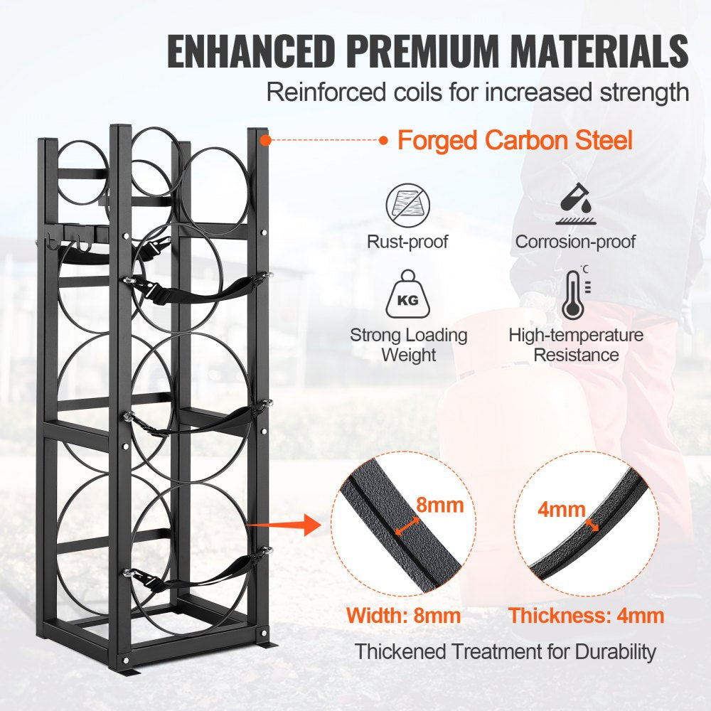 CTR230N - Durable 3-Tier Carbon Steel Tank Rack, 325x330x928 mm