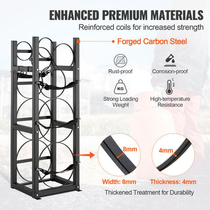 CTR230N - Durable 3-Tier Carbon Steel Tank Rack, 325x330x928 mm