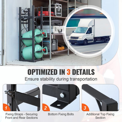 CTR230N - Durable 3-Tier Carbon Steel Tank Rack, 325x330x928 mm