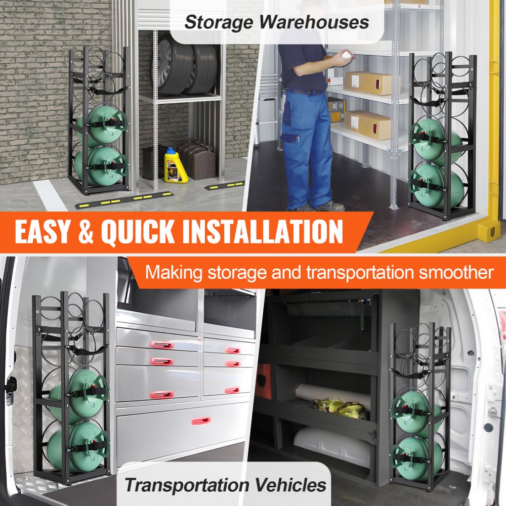 CTR230N - Durable 3-Tier Carbon Steel Tank Rack, 325x330x928 mm
